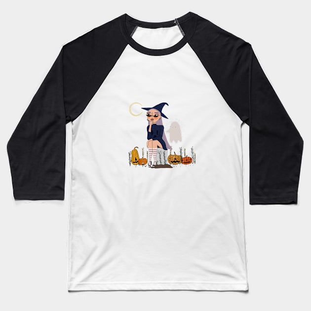 Graveyard Girl Baseball T-Shirt by chiarodiluna